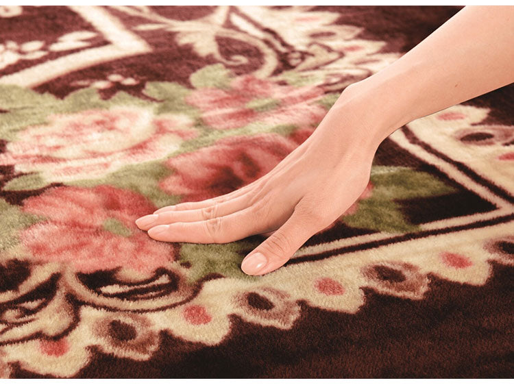 ボアカーペット 3畳用 ラグ カーペット 丸洗いOK ホットカーペットカバー 王朝柄 ボア生地 ダイニングラグ フロアシート 敷物 リビング ダイニング 3畳(代引不可)