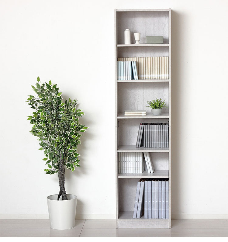 大容量本棚 幅45cm 6段 工具不要 組立簡単 可動棚 本棚 シェルフ オープンラック 木目 ブックシェルフ ラック コレクションケース ナチュラル おしゃれ 大容量 A4ファイル(代引不可)