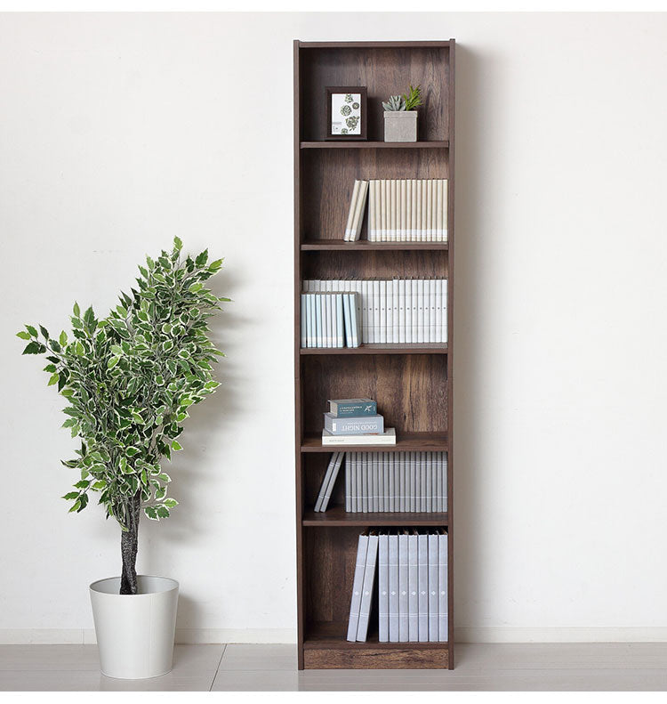 大容量本棚 幅45cm 6段 工具不要 組立簡単 可動棚 本棚 シェルフ オープンラック 木目 ブックシェルフ ラック コレクションケース ナチュラル おしゃれ 大容量 A4ファイル(代引不可)