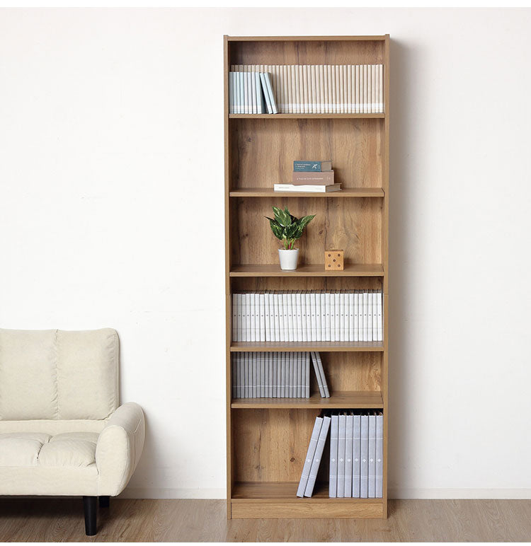 大容量本棚 幅60cm 6段 工具不要 組立簡単 可動棚 本棚 シェルフ オープンラック 木目 ブックシェルフ ラック コレクションケース ナチュラル おしゃれ 大容量 A4ファイル(代引不可)
