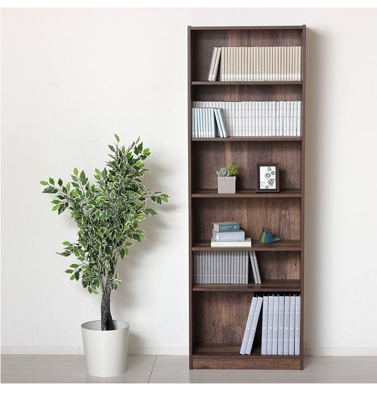 大容量本棚 幅60cm 6段 工具不要 組立簡単 可動棚 本棚 シェルフ オープンラック 木目 ブックシェルフ ラック コレクションケース ナチュラル おしゃれ 大容量 A4ファイル(代引不可)