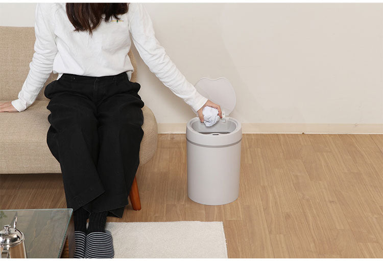 ダストボックス 円型 人感センサー付き 容量12L ゴミ箱 自動開閉 電池式 お手入れ簡単 コンパクト キッチン収納 リビング ダイニング(代引不可)