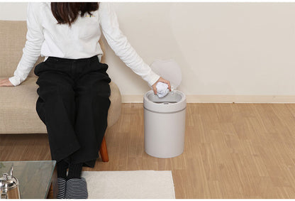 ダストボックス 円型 人感センサー付き 容量12L ゴミ箱 自動開閉 電池式 お手入れ簡単 コンパクト キッチン収納 リビング ダイニング(代引不可)