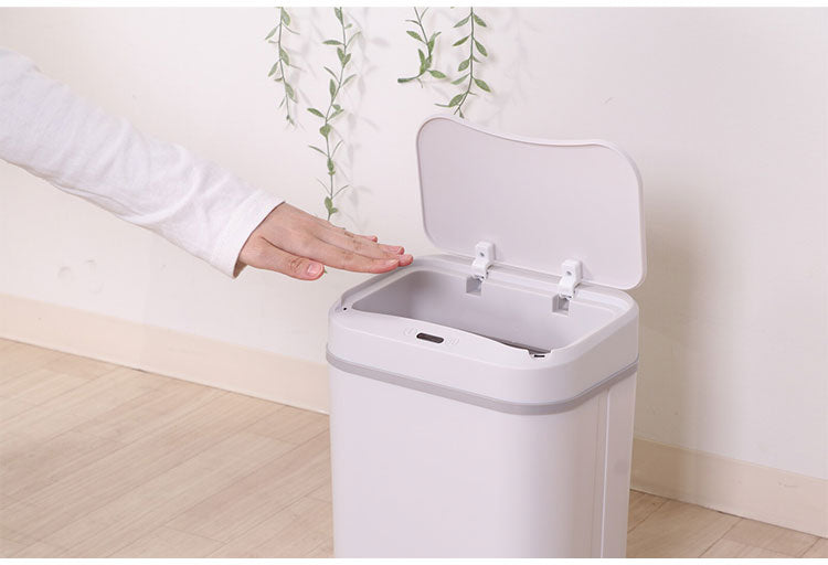 ダストボックス 長方形 人感センサー付き 容量12L ゴミ箱 自動開閉 電池式 お手入れ簡単 コンパクト キッチン収納 リビング ダイニング(代引不可)