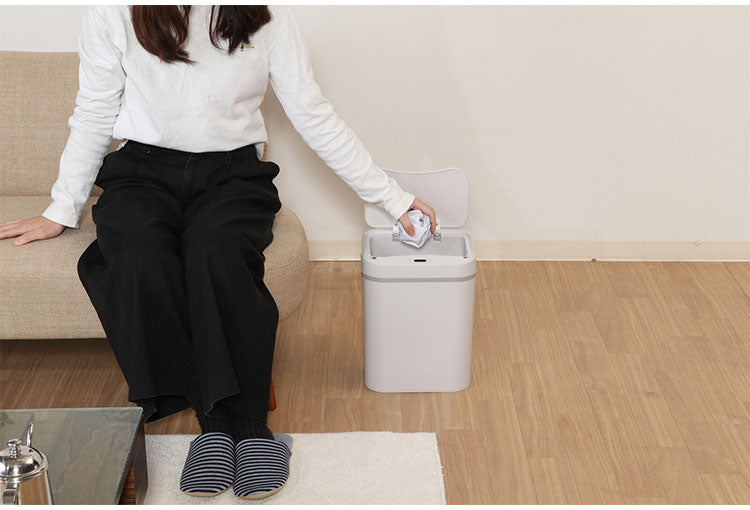 ダストボックス 長方形 人感センサー付き 容量12L ゴミ箱 自動開閉 電池式 お手入れ簡単 コンパクト キッチン収納 リビング ダイニング(代引不可)