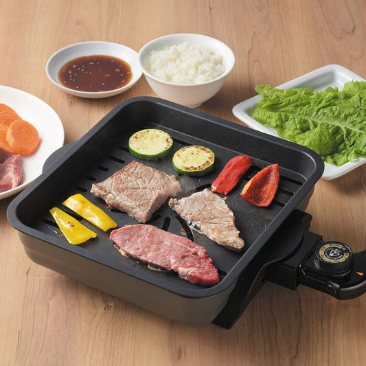 グリルプレート 煙出にくい ホットプレート 焼き器 コンパクト お手入れ簡単 食卓 グリルパン 焼肉 焼魚 ホームパーティー 煙をおさえたコンパクトプレート(代引不可)