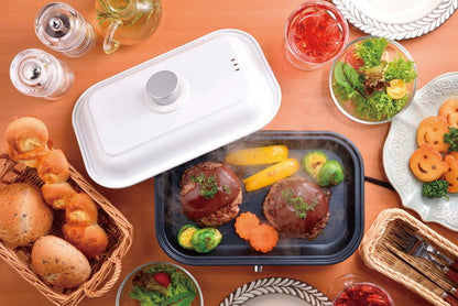 ホットプレート 1~2人用 深・浅型2点セット コンパクト グリルプレート 温度調節機能 フッ素加工 お手入れ簡単 食卓 グリルパン 鍋物 焼物 ホームパーティー(代引不可)