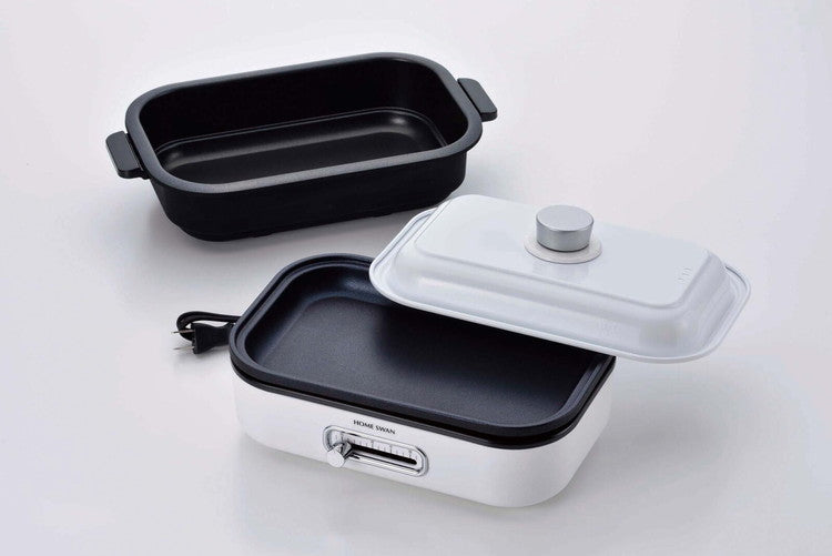 ホットプレート 1~2人用 深・浅型2点セット コンパクト グリルプレート 温度調節機能 フッ素加工 お手入れ簡単 食卓 グリルパン 鍋物 焼物 ホームパーティー(代引不可)