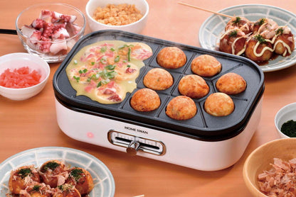 ホットプレート 1~2人用 深・浅型・たこ焼きプレート3点セット コンパクト グリルプレート 温度調節機能 フッ素加工 お手入れ簡単 食卓 グリルパン 鍋物 焼物 ホームパーティー(代引不可)