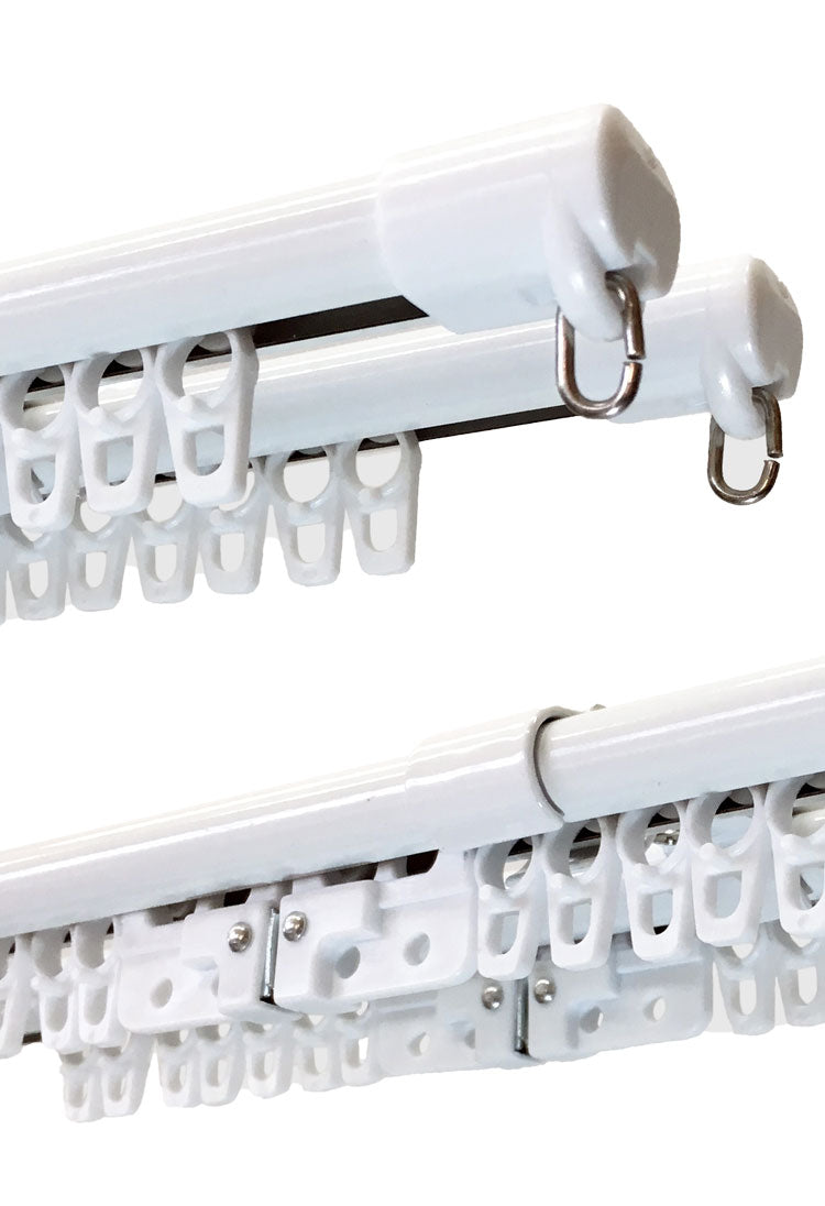 C型伸縮カーテンレール 1.1~2m ダブル カーテンレール 幅2m 伸縮 スチール製 天井付け 正面付け 取付簡単 伸長式 窓回り 賃貸 一人暮らし 新生活(代引不可)