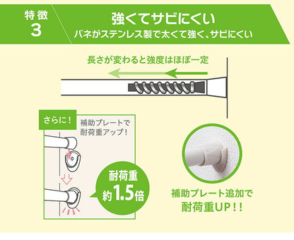 つっぱりポール 小M 72~120cm 突っ張り棒 アルミ製 丈夫 賃貸 物干し つっぱり式 のれん 棒 テンション 伸縮 マンション ポール(代引不可)