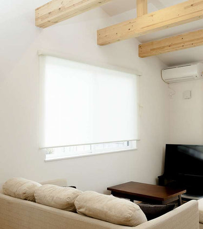 ロールスクリーン カバー付き 防炎 無地 幅80cm×高さ220cm シンプル おしゃれ 北欧 オフィス マンション 法人 間仕切り ロールカーテン(代引不可)