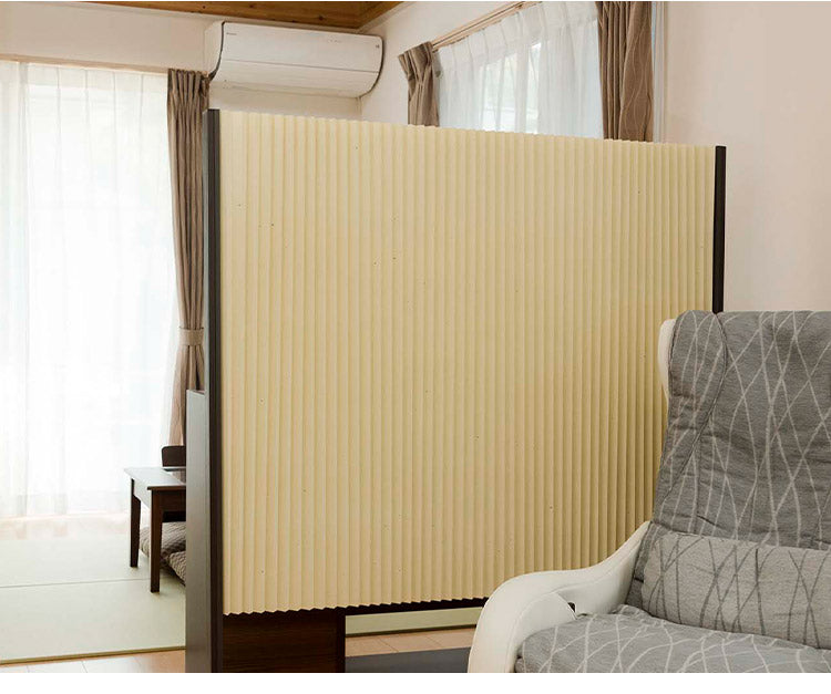 パーテーション プリティア 和紙調 135×125cm 間仕切り 防炎生地 折りたたみ アルミ製 軽量 伸縮 スクリーン 目隠し 壁 リビング 和風 生成 白雪 鶯 キナリ シラユキ ウグイス(代引不可)