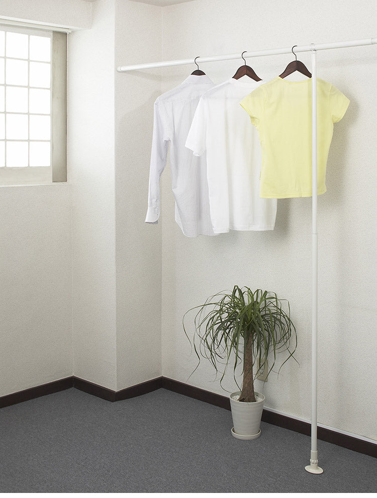 KRクローゼットポール 1.2~2m 伸縮可能 2m 突っ張りハンガー アルミ製 サポートポール付き 物干し竿 取付簡単 ハンガーラック 伸長式 クローゼット 押入れ 部屋干し 室内 衣類収納(代引不可)