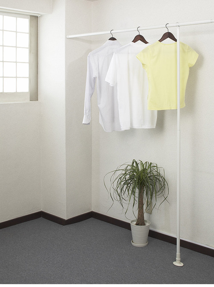 KRクローゼットポール 1.7~3m 伸縮可能 3m 突っ張りハンガー アルミ製 サポートポール付き 物干し竿 取付簡単 ハンガーラック 伸長式 クローゼット 押入れ 部屋干し 室内 衣類収納(代引不可)