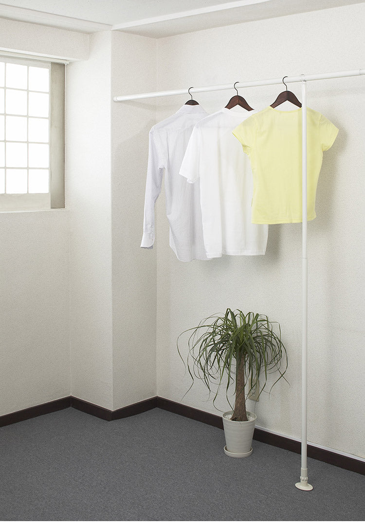 KRクローゼットポール押入れ用 1.2~2m 伸縮可能 2m押入れ用 突っ張りハンガー アルミ製 サポートポール付き 物干し竿 取付簡単 ハンガーラック 伸長式 クローゼット 押入れ 部屋干し 室内 衣類収納(代引不可)