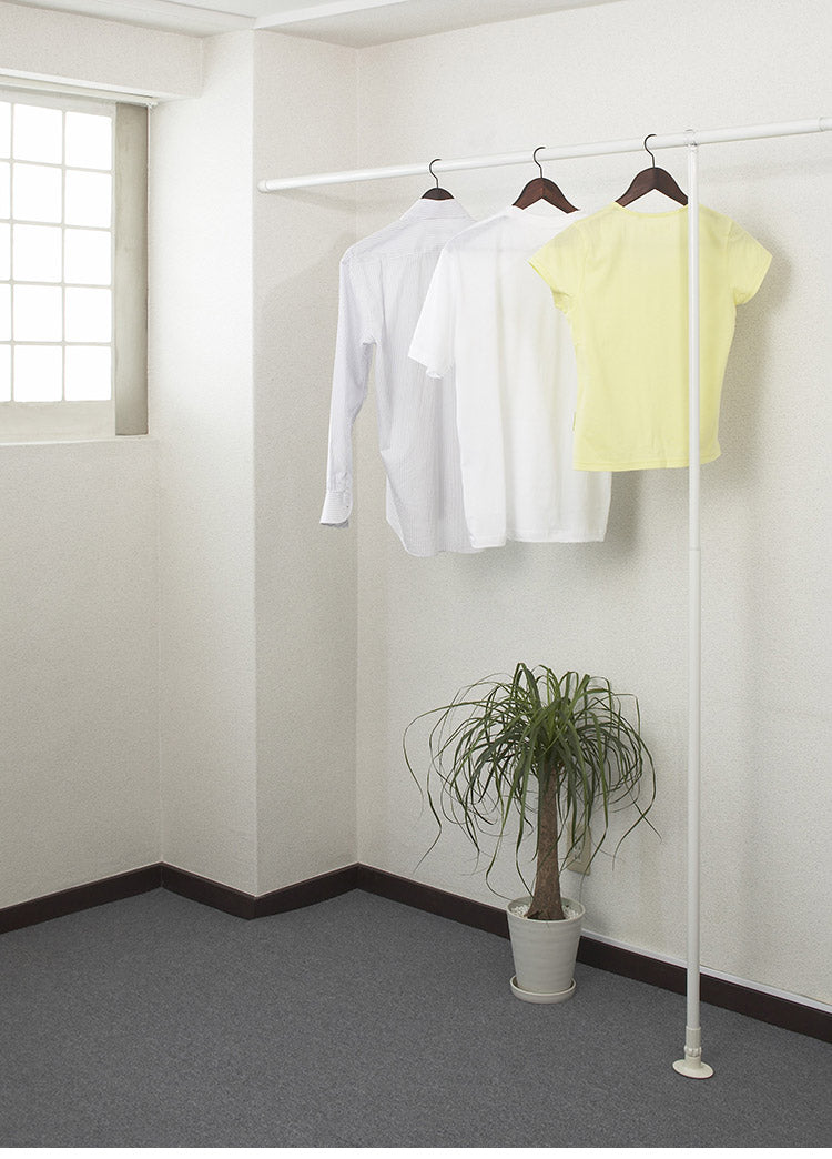 KRクローゼットポール押入れ用 1.7~3m 伸縮可能 3m押入れ用 突っ張りハンガー アルミ製 サポートポール付き 物干し竿 取付簡単 ハンガーラック 伸長式 クローゼット 押入れ 部屋干し 室内 衣類収納(代引不可)