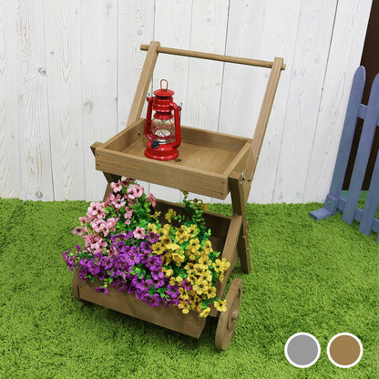 天然木製ワゴン型プランタースタンド FW72 プランター プランターポット プランターカバー フラワースタンド ガーデンツール ガーデニング リビング キッチン 子供部屋 玄関脇 エントランス(代引不可)