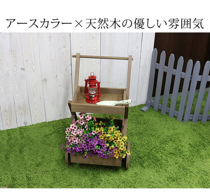 天然木製ワゴン型プランタースタンド FW72 プランター プランターポット プランターカバー フラワースタンド ガーデンツール ガーデニング リビング キッチン 子供部屋 玄関脇 エントランス(代引不可)
