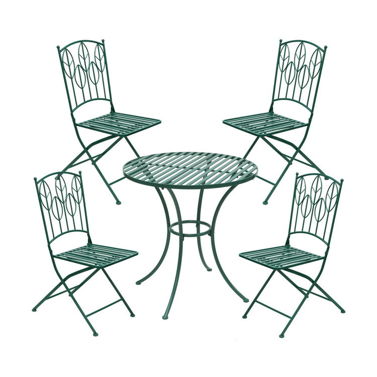 アイアン製ラウンドテーブル5点セット Sunny Leaf(サニーリーフ) SPL-9000C-5PS ガーデンファニチャーセット ガーデンテーブルセット 円形 円型 丸型 簡単組立 組立式 テーブル 円卓 チェア 4脚(代引不可)