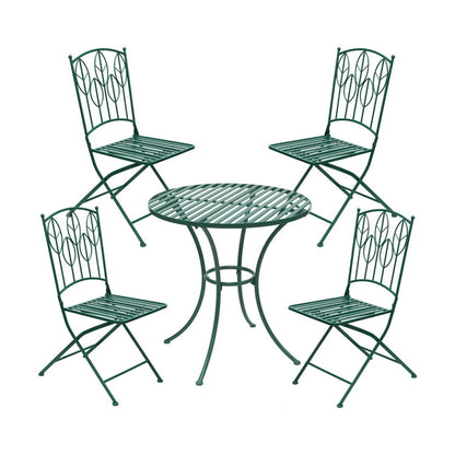 アイアン製ラウンドテーブル5点セット Sunny Leaf(サニーリーフ) SPL-9000C-5PS ガーデンファニチャーセット ガーデンテーブルセット 円形 円型 丸型 簡単組立 組立式 テーブル 円卓 チェア 4脚(代引不可)
