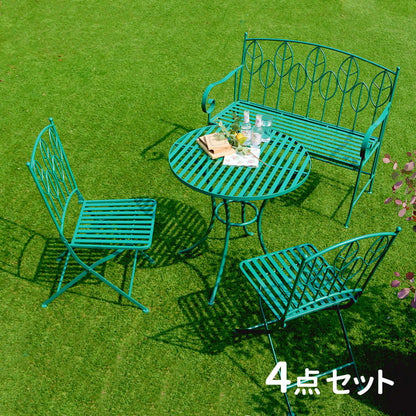 アイアン製ラウンドテーブル4点セット 直径70CMSunny Leaf(サニーリーフ) SPL-9000CB-4PS ガーデンファニチャーセット ガーデンテーブルセット 丸型 円形 組立式 テーブル チェア 2脚(代引不可)