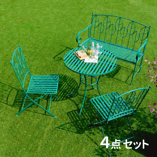 アイアン製ラウンドテーブル4点セット 直径70CMSunny Leaf(サニーリーフ) SPL-9000CB-4PS ガーデンファニチャーセット ガーデンテーブルセット 丸型 円形 組立式 テーブル チェア 2脚(代引不可)