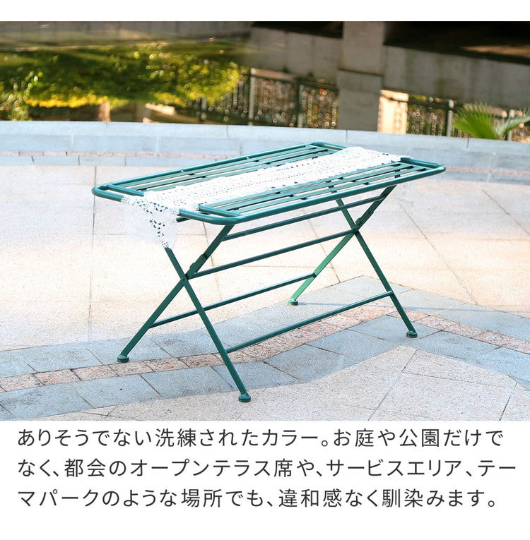 アイアン製ローテーブル単品販売 Sunny Leaf(サニーリーフ) SPL-9003 ガーデンファニチャー ガーデンテーブル 角丸長方形 簡単組立 折りたたみ式 折り畳み テーブル 野外卓 庭 ベランダ(代引不可)