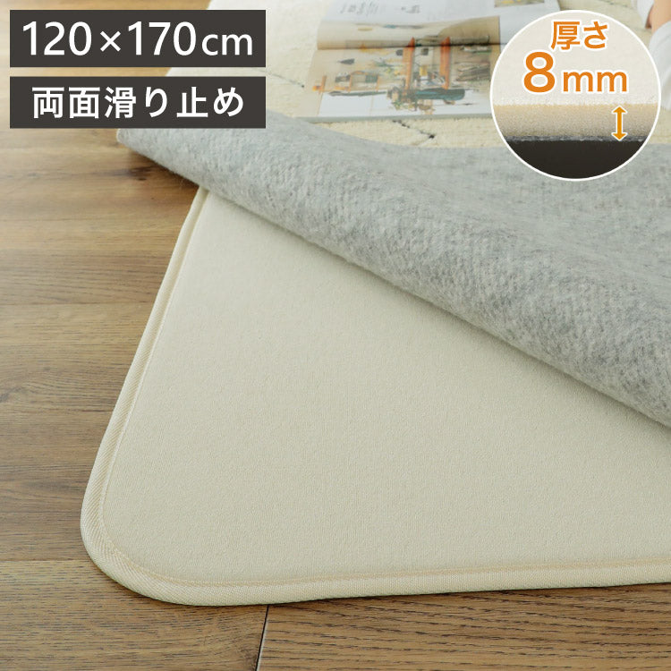 下敷き用ラグ 120×170cm ラグ 下敷き ラグマット カーペット 洗える クッション ウレタン 滑り止め 防音 すべり止め 厚手 ふかふか ホットカーペット対応 床暖房対応 こたつ敷(代引不可)