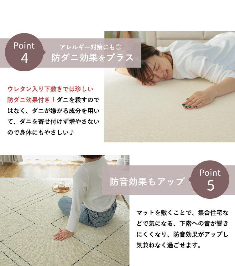 下敷き用ラグ 120×170cm ラグ 下敷き ラグマット カーペット 洗える クッション ウレタン 滑り止め 防音 すべり止め 厚手 ふかふか ホットカーペット対応 床暖房対応 こたつ敷(代引不可)