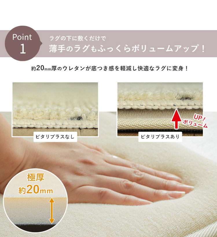 ウレタン20mm 極厚 下敷き用ラグ 120×170cm ラグ 下敷き ラグマット カーペット クッション ウレタン 滑り止め 防音 すべり止め 厚手 ふかふか ホットカーペット対応 床暖房対応 こたつ敷(代引不可)