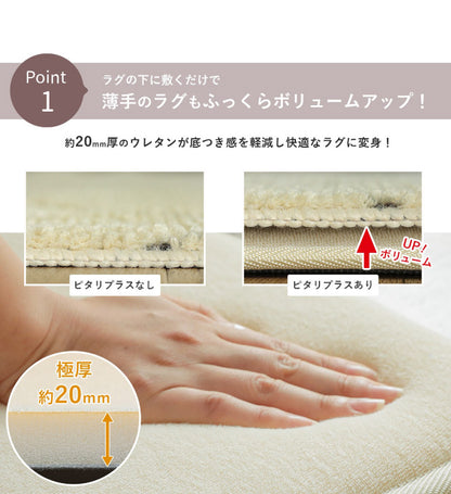 ウレタン20mm 極厚 下敷き用ラグ 170×170cm ラグ 下敷き ラグマット カーペット クッション ウレタン 滑り止め 防音 すべり止め 厚手 ふかふか ホットカーペット対応 床暖房対応 こたつ敷(代引不可)