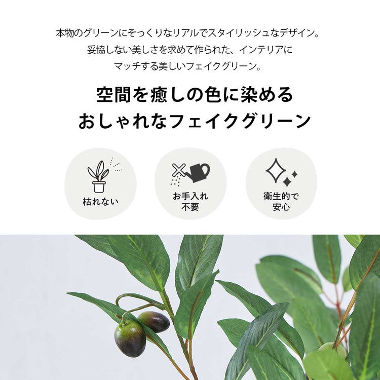 フェイクグリーン オリーブツリー 約120cm 抗菌 消臭 観葉植物 フェイク 光触媒 人工観葉植物 インテリア おしゃれ 鉢 植木 葉 枝 木 室内 玄関 リビング オフィス 爽やか(代引不可)