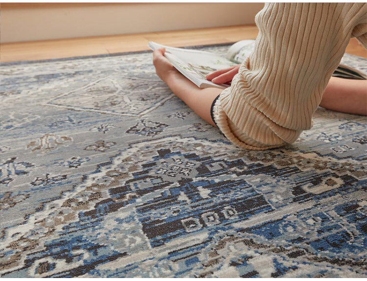 ラグ 130×190cm ウィルトン織り 約60万ノット エジプト製 オリエンタル柄 幾何学模様 おしゃれ ラグ ラグマット カーペット(代引不可)