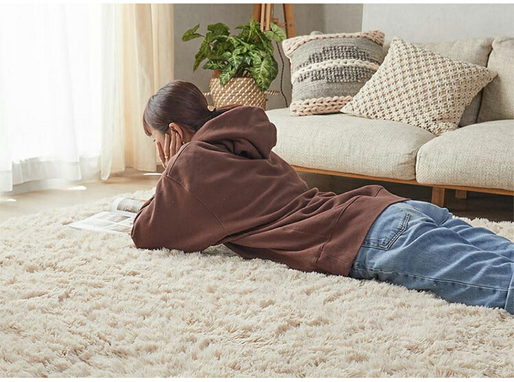 ラグマット シフォン 190×190cm 長方形 ラグ フロアマット 長毛 滑り止め付き おしゃれ かわいい ナチュラル 北欧 韓国 四角形 スクエア(代引不可)