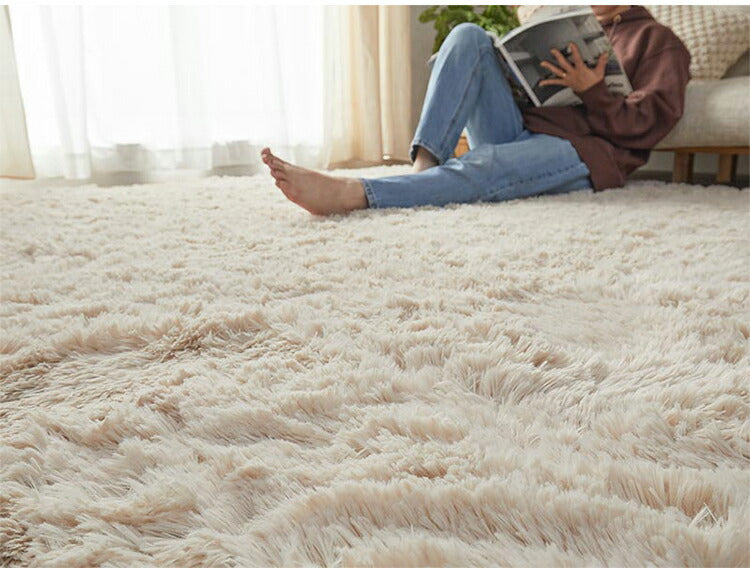 ラグマット シフォン 190×190cm 長方形 ラグ フロアマット 長毛 滑り止め付き おしゃれ かわいい ナチュラル 北欧 韓国 四角形 スクエア(代引不可)