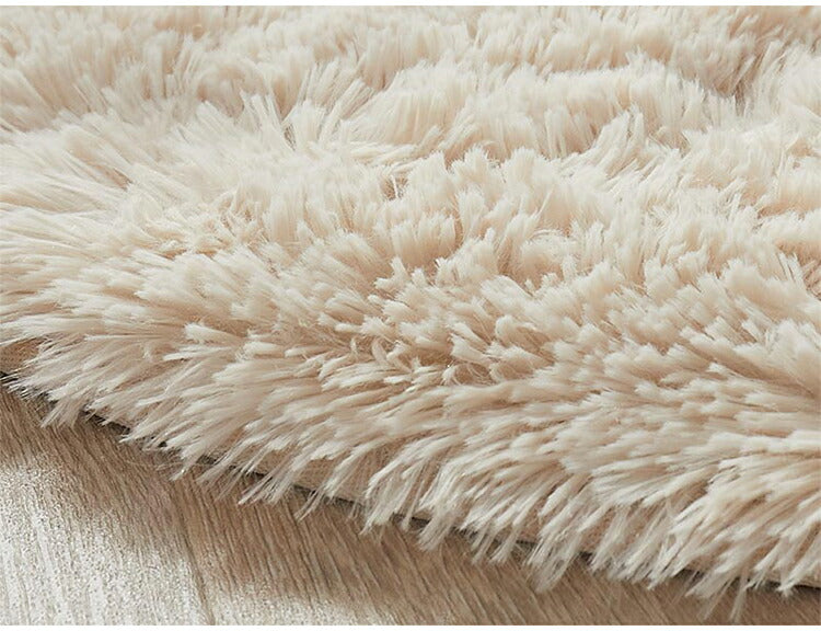 ラグマット シフォン 95cm 円形 ラグ フロアマット 長毛 滑り止め付き おしゃれ かわいい ナチュラル 北欧 韓国 丸形 円型 丸型(代引不可)