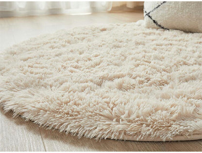 ラグマット シフォン 190cm 円形 ラグ フロアマット 長毛 滑り止め付き おしゃれ かわいい ナチュラル 北欧 韓国 丸形 円型 丸型(代引不可)