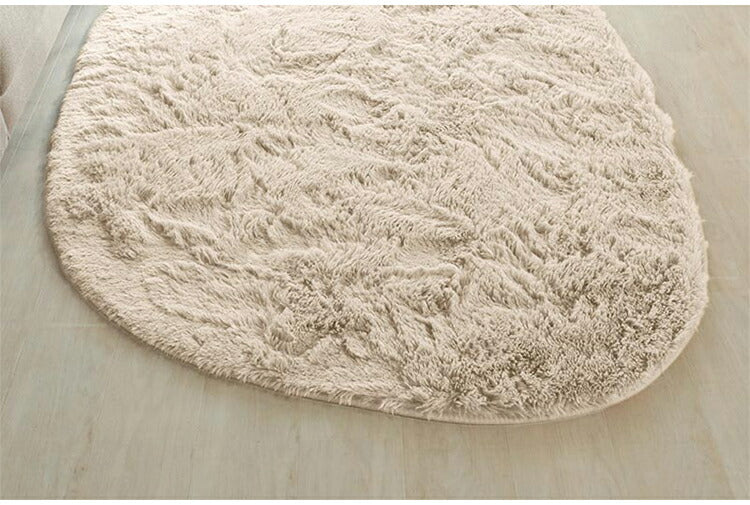 ラグマット シフォン 130×190cm 異形 ラグ フロアマット 長毛 滑り止め付き おしゃれ かわいい ナチュラル 北欧 韓国 丸形 円型 丸型(代引不可)