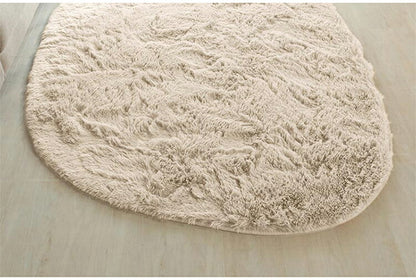 ラグマット シフォン 130×190cm 異形 ラグ フロアマット 長毛 滑り止め付き おしゃれ かわいい ナチュラル 北欧 韓国 丸形 円型 丸型(代引不可)