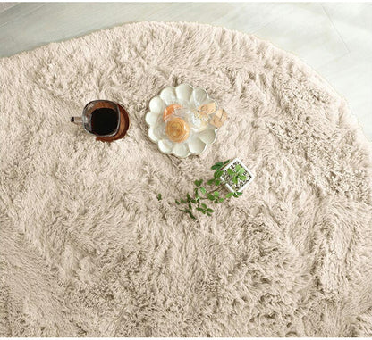 ラグマット シフォン 130×190cm 異形 ラグ フロアマット 長毛 滑り止め付き おしゃれ かわいい ナチュラル 北欧 韓国 丸形 円型 丸型(代引不可)