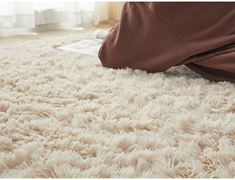 ラグマット シフォン 130×190cm 異形 ラグ フロアマット 長毛 滑り止め付き おしゃれ かわいい ナチュラル 北欧 韓国 丸形 円型 丸型(代引不可)