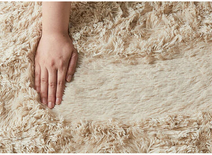 ラグマット シフォン 90×130cm 楕円形 ラグ フロアマット 長毛 滑り止め付き おしゃれ かわいい ナチュラル 北欧 韓国 丸形 円型 丸型(代引不可)
