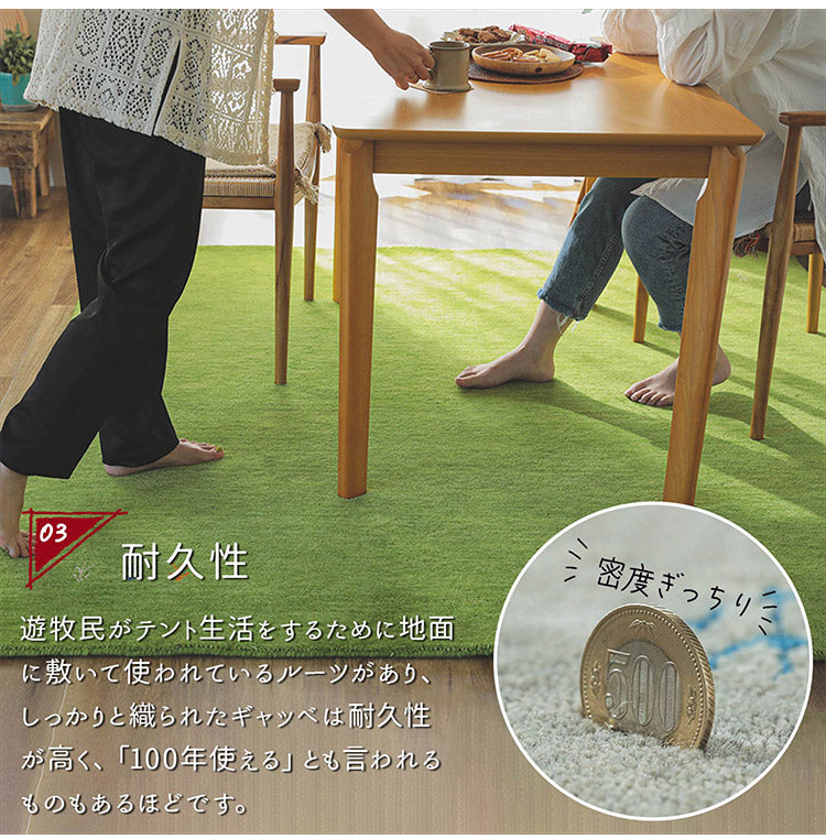 ギャベ ギャッベ ラグマット 140cm 円形 インド製 手織りギャッベ ウール100% 防炎ラベル付き おしゃれ ラグ ラグマット カーペット(代引不可)