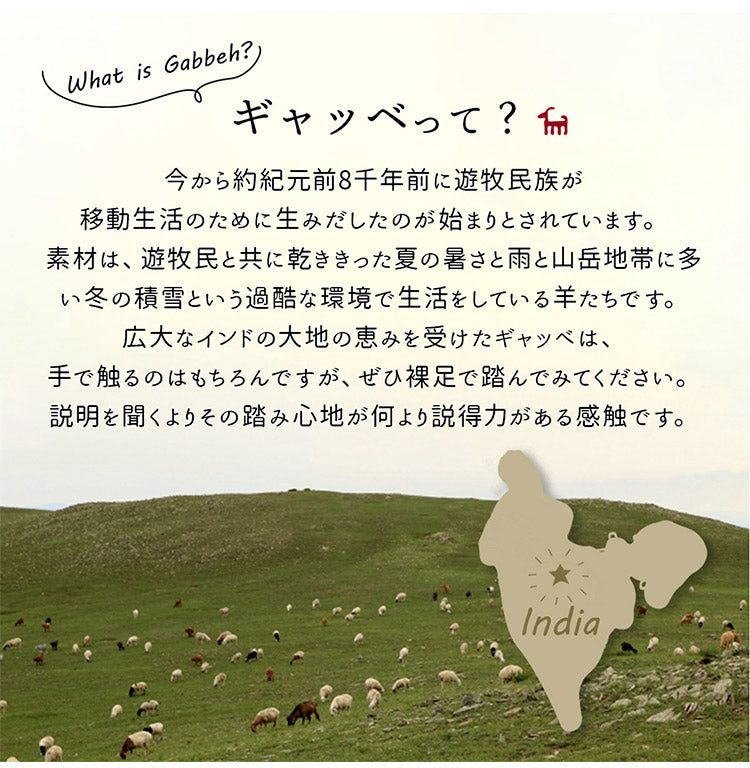 ギャベ ギャッベ 玄関マット 40×60cm インド製 手織りギャッベ ウール100% 防炎ラベル付き おしゃれ ラグ ラグマット カーペット(代引不可)