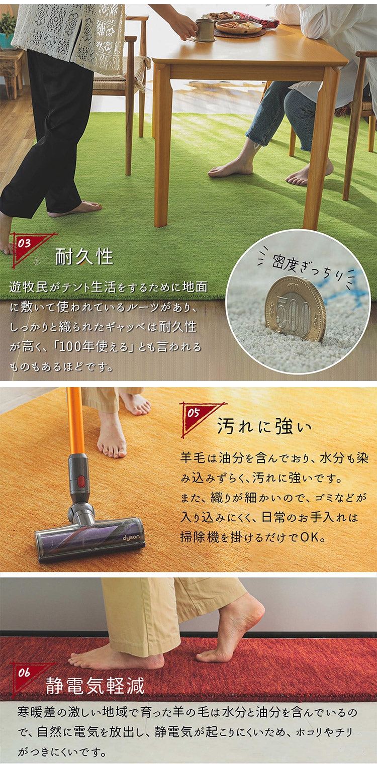 ギャベ ギャッベ 玄関マット 40×60cm インド製 手織りギャッベ ウール100% 防炎ラベル付き おしゃれ ラグ ラグマット カーペット(代引不可)