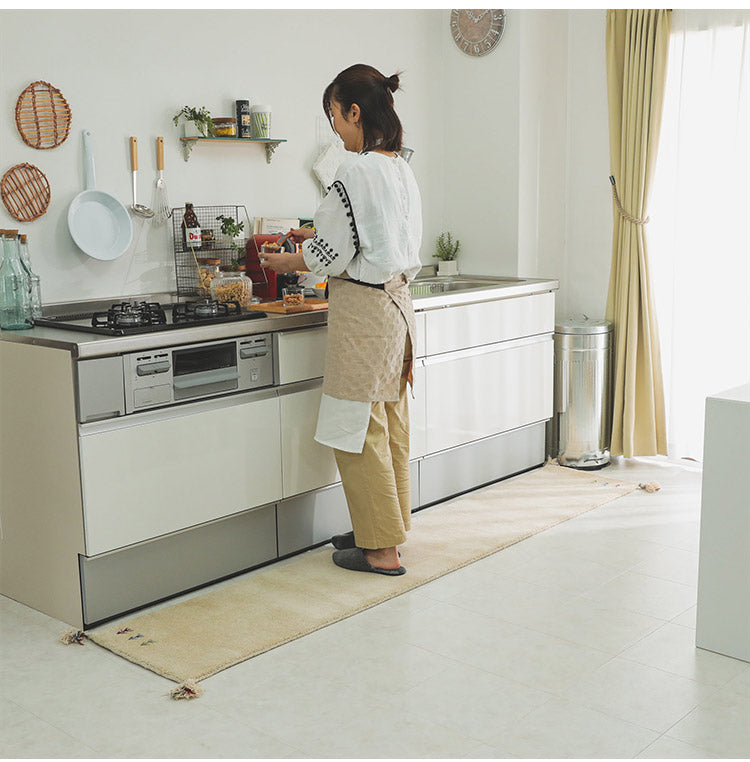 ギャベ ギャッベ キッチンマット 45×120cm インド製 手織りギャッベ ウール100% 防炎ラベル付き おしゃれ ラグ ラグマット カーペット(代引不可)