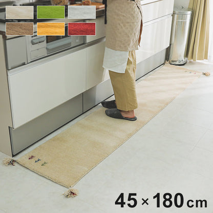 ギャベ ギャッベ キッチンマット 45×180cm インド製 手織りギャッベ ウール100% 防炎ラベル付き おしゃれ ラグ ラグマット カーペット(代引不可)