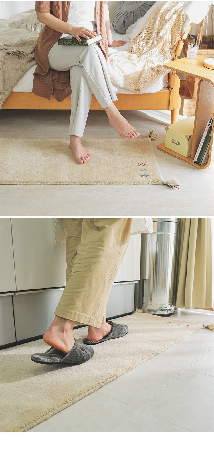 ギャベ ギャッベ キッチンマット 45×240cm インド製 手織りギャッベ ウール100% 防炎ラベル付き おしゃれ ラグ ラグマット カーペット(代引不可)