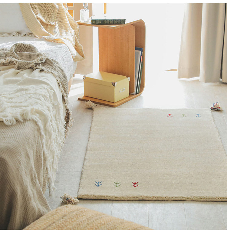 ギャベ ギャッベ 玄関マット 60×90cm インド製 手織りギャッベ ウール100% 防炎ラベル付き おしゃれ ラグ ラグマット カーペット(代引不可)